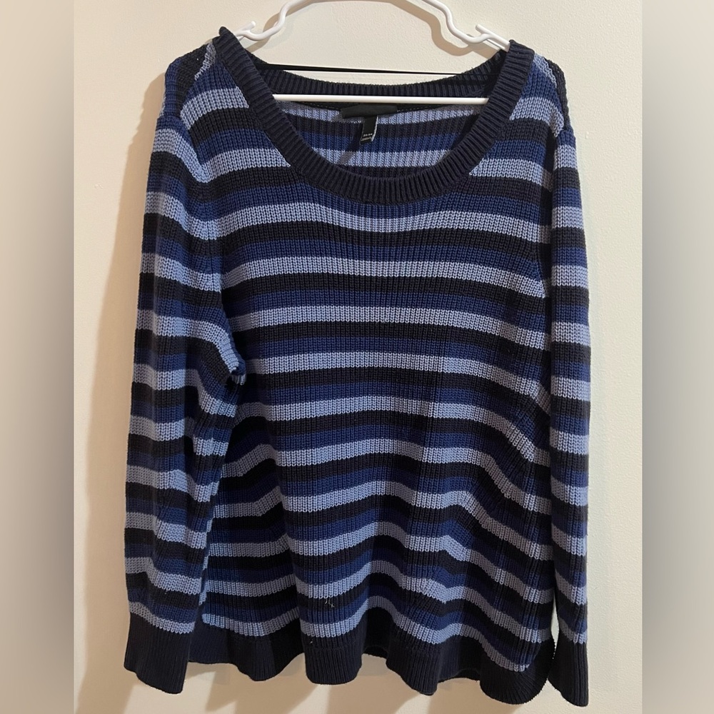 Lane Bryant Blue and Black Striped Sweater